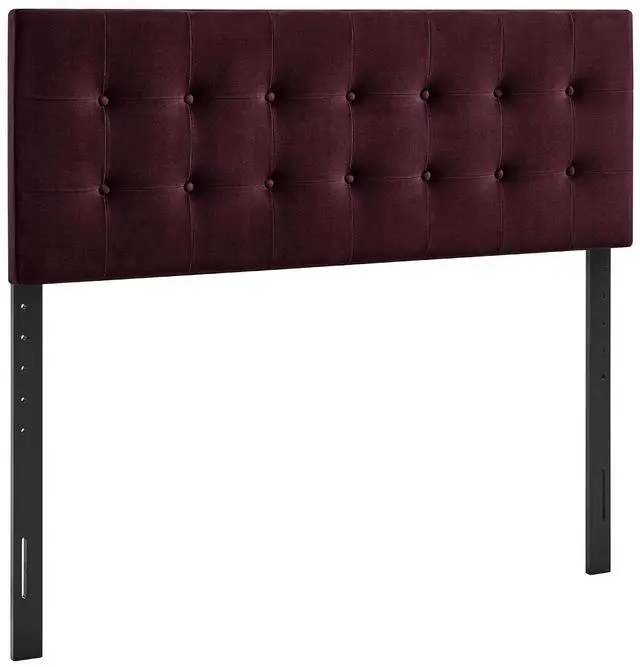 Alt view image 3 of 7 - Emily King Size Performance Velvet Headboard in Mulberry - Stain-Resistant Velvet Upholstery with Button Tufting and 7 Adjustable Height Positions