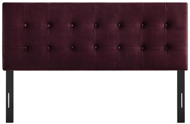 Alt view image 7 of 7 - Emily King Size Performance Velvet Headboard in Mulberry - Stain-Resistant Velvet Upholstery with Button Tufting and 7 Adjustable Height Positions