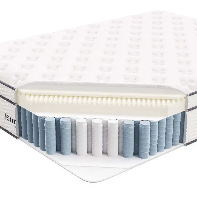 Alt view image 5 of 7 - Jenna 14 Innerspring and Memory Foam Queen Mattress With Individually Encased Coils, White