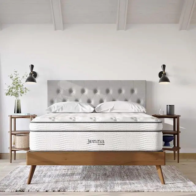 Alt view image 7 of 7 - Jenna 14 Innerspring and Memory Foam Queen Mattress With Individually Encased Coils, White