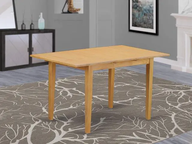 Alt view image 2 of 4 - NFT-OAK-T Norfolk Kitchen Dining Table - a Rectangle Solid Wood Table Top with Butterfly Leaf, 32x54 Inch, OAK