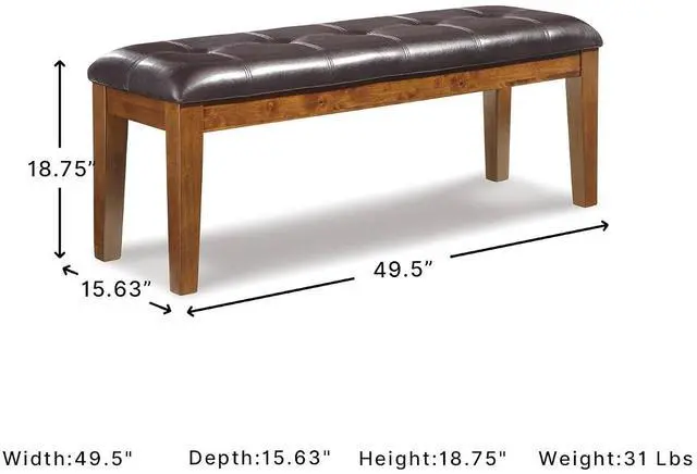 Alt view image 3 of 7 - Signature Design by Ashley Ralene Tufted Upholstered Dining Room Bench, Medium Brown