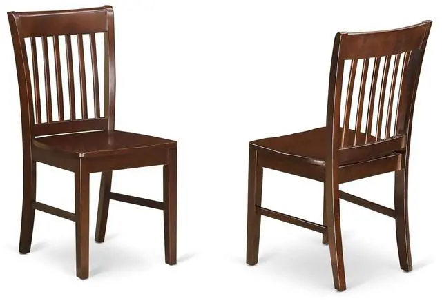 Main image of NFC-MAH-W Norfolk Dining Room Chairs - Slat Back Solid Wood Seat Chairs, Set of 2, Mahogany