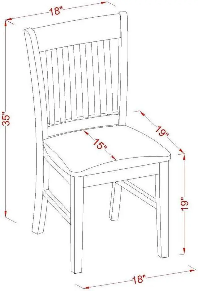 Alt view image 3 of 6 - NFC-MAH-W Norfolk Dining Room Chairs - Slat Back Solid Wood Seat Chairs, Set of 2, Mahogany