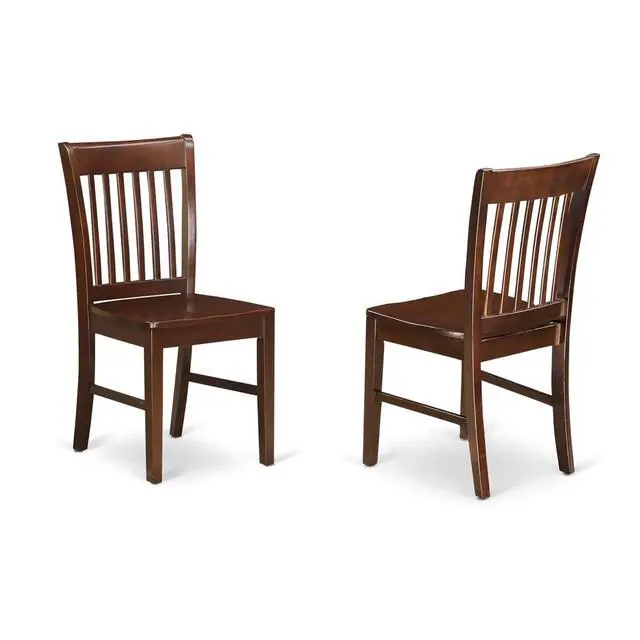 Alt view image 5 of 6 - NFC-MAH-W Norfolk Dining Room Chairs - Slat Back Solid Wood Seat Chairs, Set of 2, Mahogany