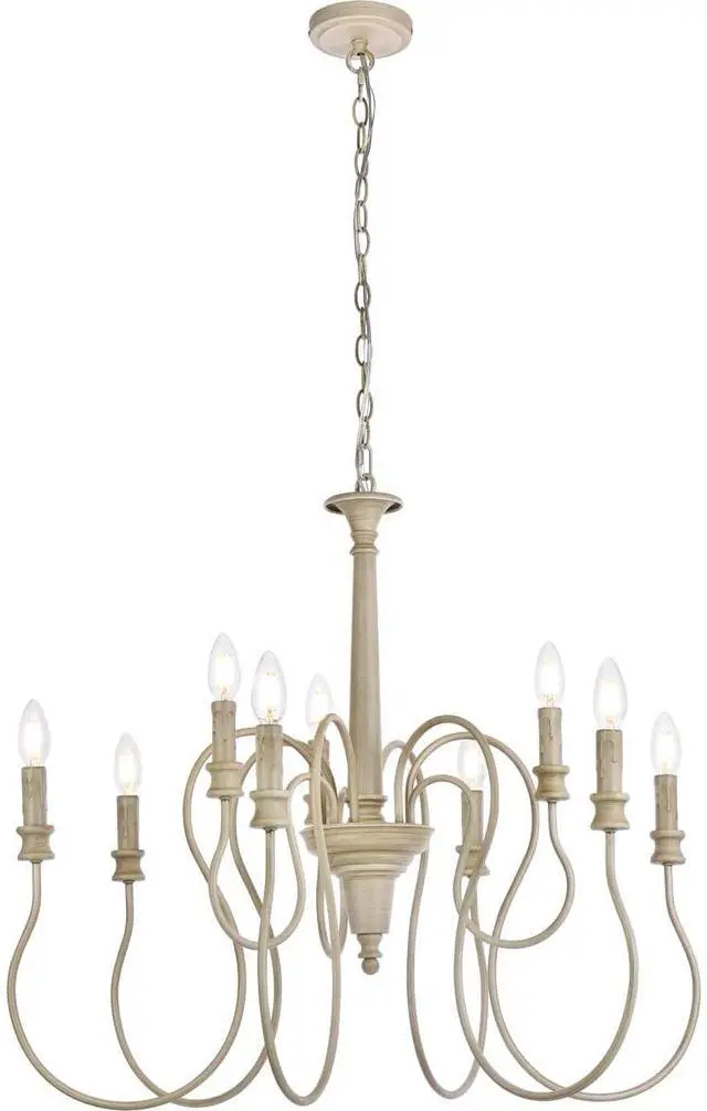 Main image of Flynx 9-Light Mid-Century Metal Pendant in Weathered Dove