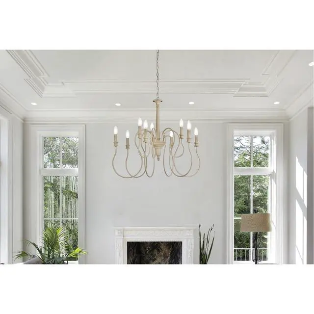 Alt view image 2 of 7 - Flynx 9-Light Mid-Century Metal Pendant in Weathered Dove