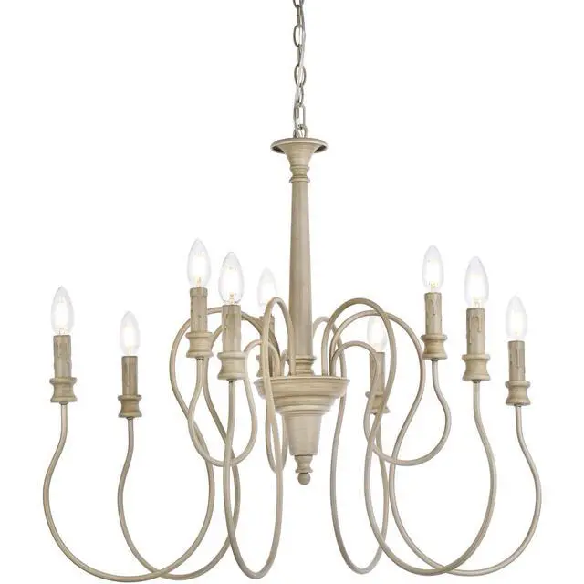 Alt view image 3 of 7 - Flynx 9-Light Mid-Century Metal Pendant in Weathered Dove