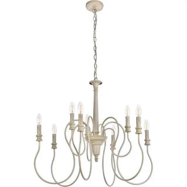 Alt view image 7 of 7 - Flynx 9-Light Mid-Century Metal Pendant in Weathered Dove