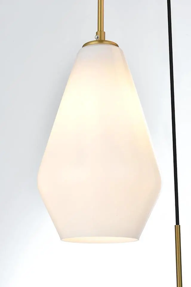 Alt view image 6 of 7 - Gene 3-Light Metal Pendant in Black and Frosted White Glass
