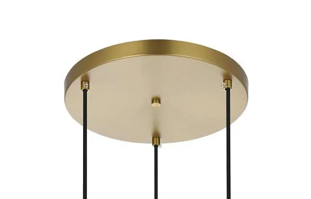 Alt view image 7 of 7 - Gene 3-Light Metal Pendant in Black and Frosted White Glass