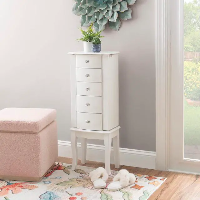 Alt view image 3 of 7 - Furniture Jewelry Armoire, White, 13"x 9.375"x 35.5"