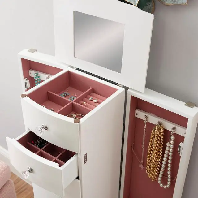 Alt view image 5 of 7 - Furniture Jewelry Armoire, White, 13"x 9.375"x 35.5"
