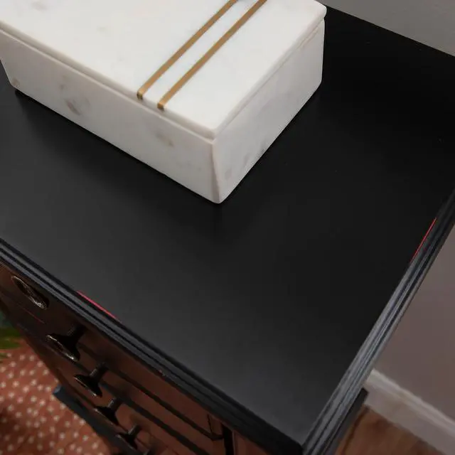 Alt view image 7 of 7 - Ebony Jewelry Armoire, Distressed Ebony Black; Black Lining