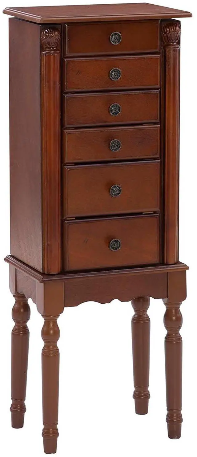 Main image of Lightly Distressed "Deep Cherry" Jewelry Armoire
