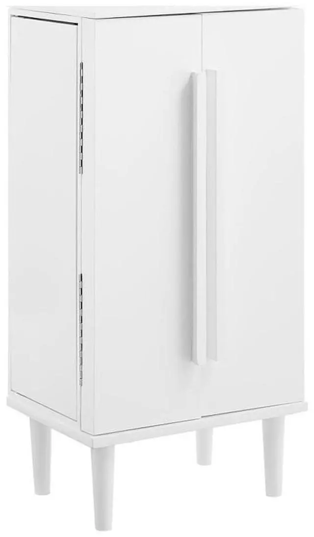 Main image of 7-Drawer Jewelry Armoire, Wood Construction, Flip Top Vanity Mirror, White Finish, 38" H x 18" W x 13.25" D, Felt-Lined Drawers, Side Panels with Hooks, Compact Design for Jewelry