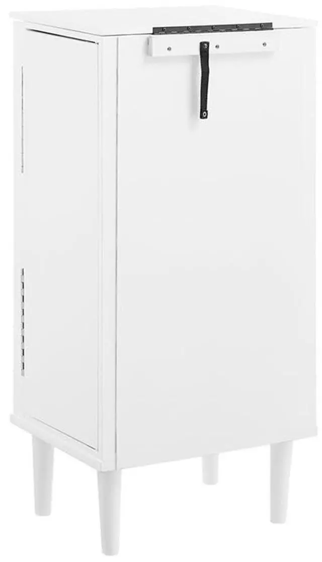 Alt view image 4 of 7 - 7-Drawer Jewelry Armoire, Wood Construction, Flip Top Vanity Mirror, White Finish, 38" H x 18" W x 13.25" D, Felt-Lined Drawers, Side Panels with Hooks, Compact Design for Jewelry
