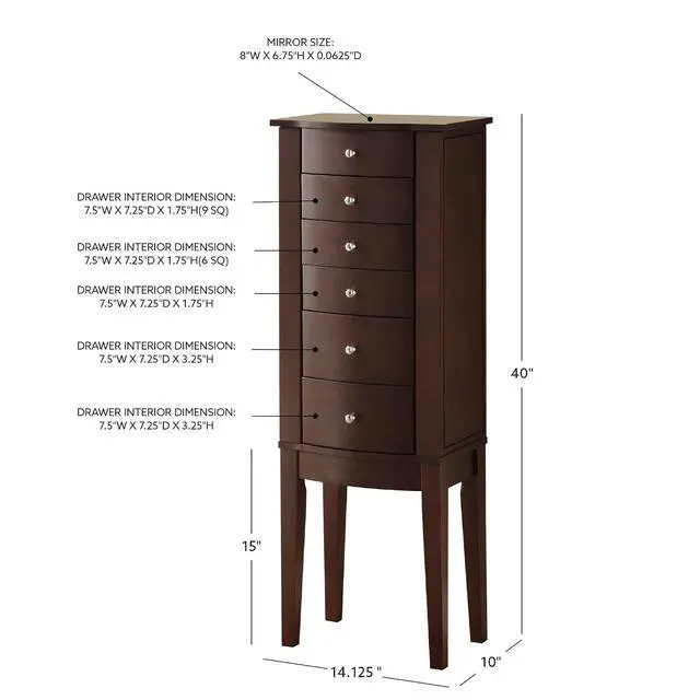 Alt view image 3 of 7 - Merlot Jewelry Armoire,