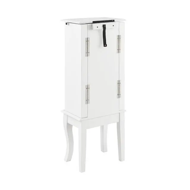 Alt view image 3 of 7 - 4-Drawer Wood Jewelry Armoire, White and Blue Finish, Flip Top Vanity Mirror, Felt-Lined Storage, Modern Coastal Style, 35.5" H x 13" W x 9.5" D, Compact Organizer for Chains, Bracelets,