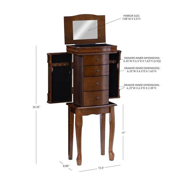 Alt view image 3 of 7 - Louis Philippe Jewelry Armoire, Walnut