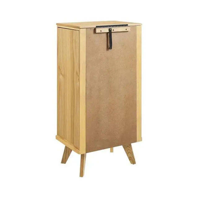 Alt view image 7 of 7 - 5-Drawer Wood Jewelry Armoire, Natural Brown Finish, Cane Inlay, Flip Top with Vanity Mirror, Hidden Storage, Hooks and Ring Tray, 41" H Freestanding Organizer for Bedroom or Closet