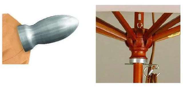 Alt view image 2 of 5 - 9' Round Hardwood Frame Market Umbrella, Stainless Steel Hardware, Push Open