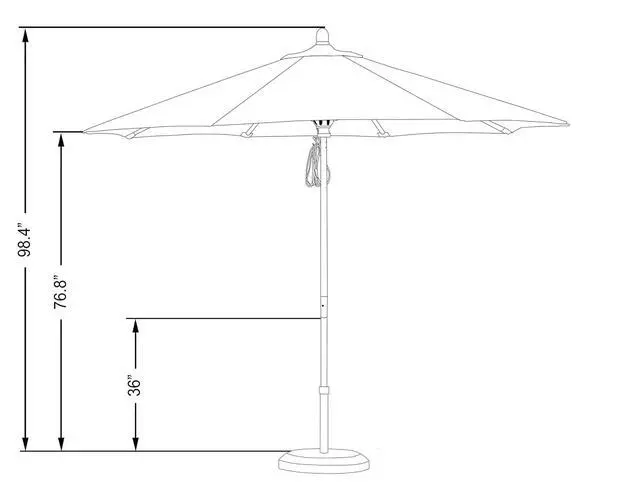 Alt view image 4 of 5 - 9' Round Hardwood Frame Market Umbrella, Stainless Steel Hardware, Push Open