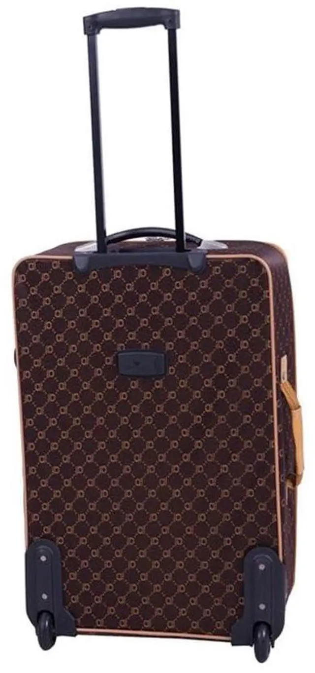 Alt view image 3 of 7 - 4-Piece Luggage Set, Traditional Polyester, Chocolate Finish, Medium and Carry-On Rolling Uprights, Wheeled Duffel, Cosmetic Satchel, Telescoping Handles, Expandable Travel Bags with