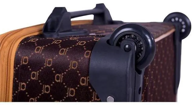 Alt view image 5 of 7 - 4-Piece Luggage Set, Traditional Polyester, Chocolate Finish, Medium and Carry-On Rolling Uprights, Wheeled Duffel, Cosmetic Satchel, Telescoping Handles, Expandable Travel Bags with