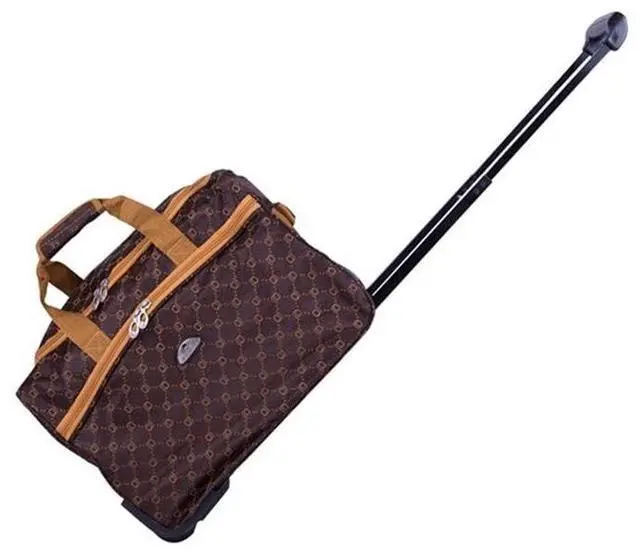 Alt view image 7 of 7 - 4-Piece Luggage Set, Traditional Polyester, Chocolate Finish, Medium and Carry-On Rolling Uprights, Wheeled Duffel, Cosmetic Satchel, Telescoping Handles, Expandable Travel Bags with