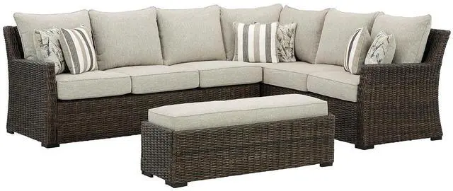 Main image of Brook Ranch Outdoor Sectional, AllWeather Resin Wicker Patio Furniture With HighPerformance Cushions, Durable Aluminum Frame, Neutral