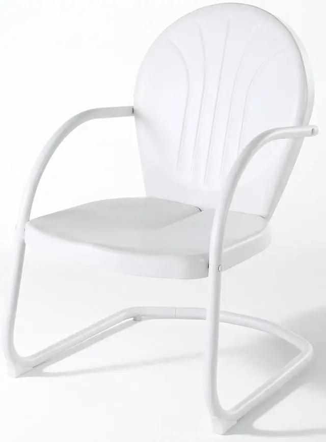 Alt view image 3 of 7 - Griffith Outdoor Chair, Retro Metal Patio Chairs for Dining, Porch, Deck, Balcony, White