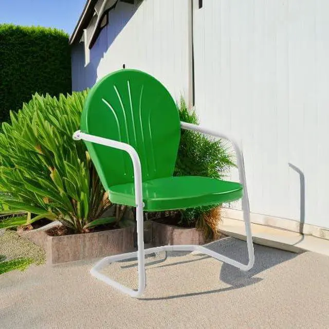Alt view image 5 of 7 - Griffith Outdoor Chair, Retro Metal Patio Chairs for Dining, Porch, Deck, Balcony, Grasshopper Green