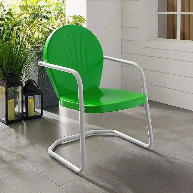 Alt view image 3 of 7 - Griffith Outdoor Chair, Retro Metal Patio Chairs for Dining, Porch, Deck, Balcony, Grasshopper Green