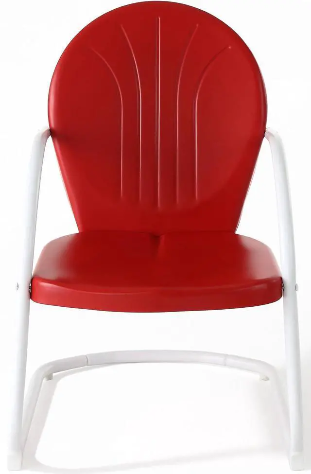 Alt view image 2 of 7 - Griffith Outdoor Chair, Retro Metal Patio Chairs for Dining, Porch, Deck, Balcony, Red