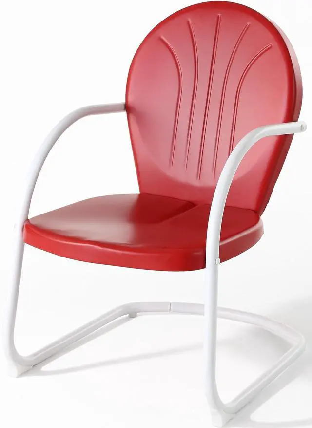 Alt view image 3 of 7 - Griffith Outdoor Chair, Retro Metal Patio Chairs for Dining, Porch, Deck, Balcony, Red