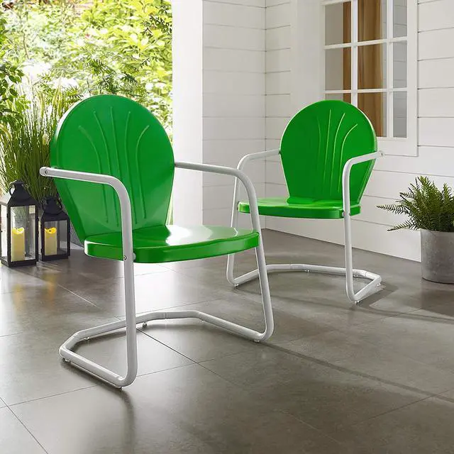 Alt view image 6 of 7 - Griffith Outdoor Chair, Retro Metal Patio Chairs for Dining, Porch, Deck, Balcony, Grasshopper Green