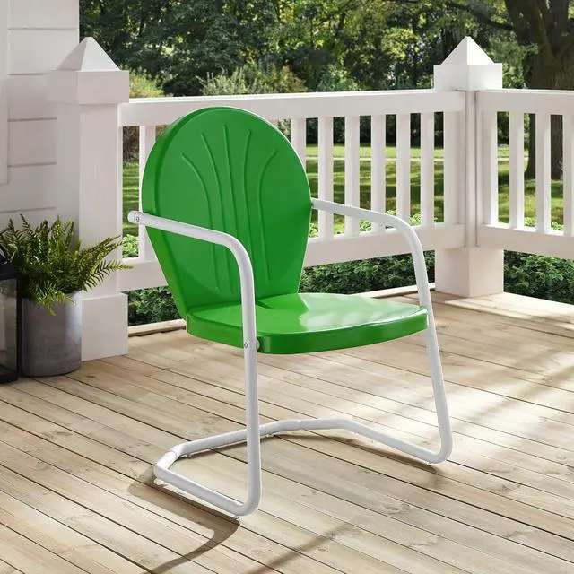 Alt view image 7 of 7 - Griffith Outdoor Chair, Retro Metal Patio Chairs for Dining, Porch, Deck, Balcony, Grasshopper Green