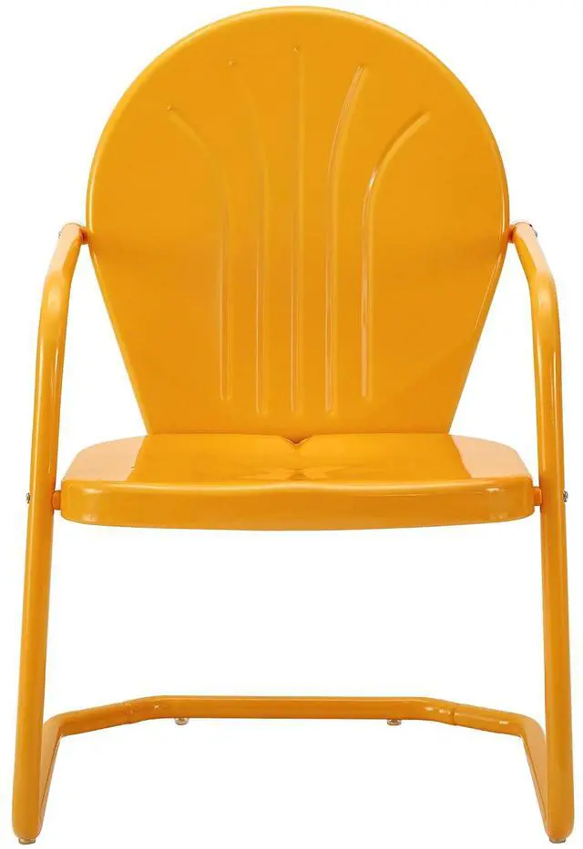 Alt view image 2 of 7 - Griffith Outdoor Chair, Retro Metal Patio Chairs for Dining, Porch, Deck, Balcony, Tangerine