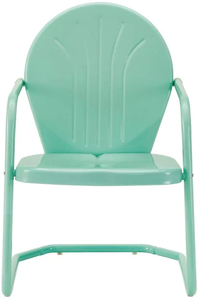 Alt view image 2 of 7 - Griffith Outdoor Chair, Retro Metal Patio Chairs for Dining, Porch, Deck, Balcony, Aqua
