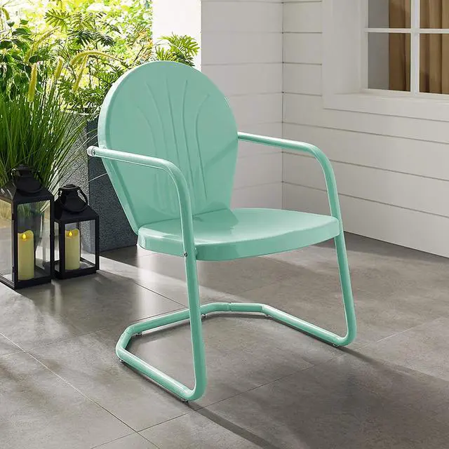 Alt view image 6 of 7 - Griffith Outdoor Chair, Retro Metal Patio Chairs for Dining, Porch, Deck, Balcony, Aqua
