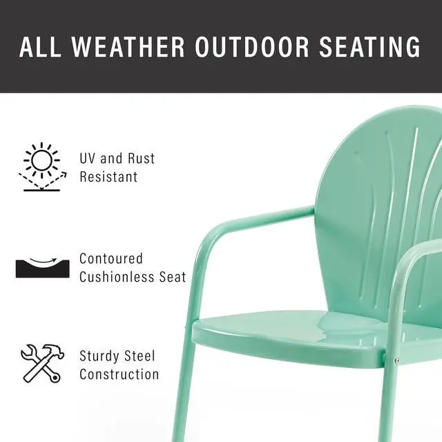 Alt view image 7 of 7 - Griffith Outdoor Chair, Retro Metal Patio Chairs for Dining, Porch, Deck, Balcony, Aqua