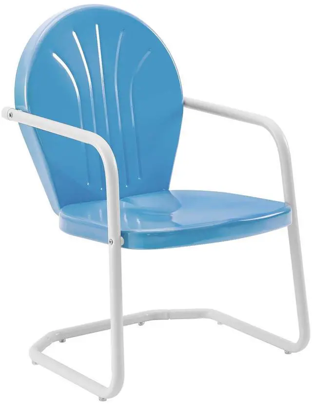 Main image of Griffith Outdoor Chair, Retro Metal Patio Chairs for Dining, Porch, Deck, Balcony, Sky Blue