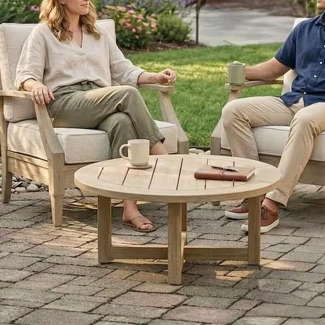Alt view image 2 of 7 - Signature Design by Ashley Clare View Outdoor Lounge Chair, All-weather Foam Cushion, Protective Finish, Eucalyptus Wood , 30" W x 35" D x 32" H, Beige