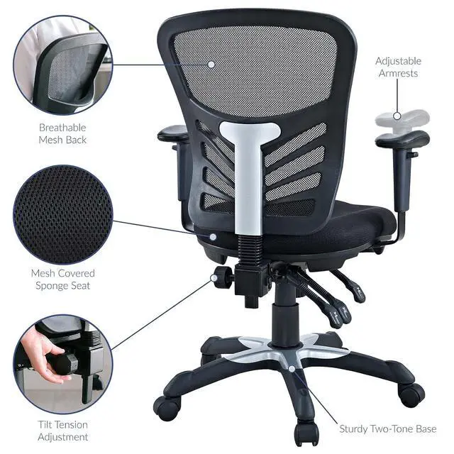 Alt view image 7 of 7 - EEI-757-BLK Articulate Ergonomic Mesh Office Chair in Black