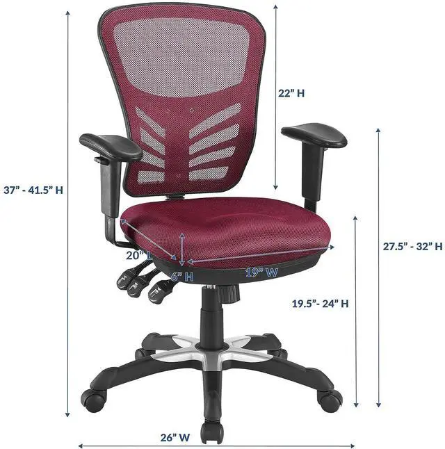 Alt view image 3 of 5 - Articulate Ergonomic Mesh Office Chair in Red