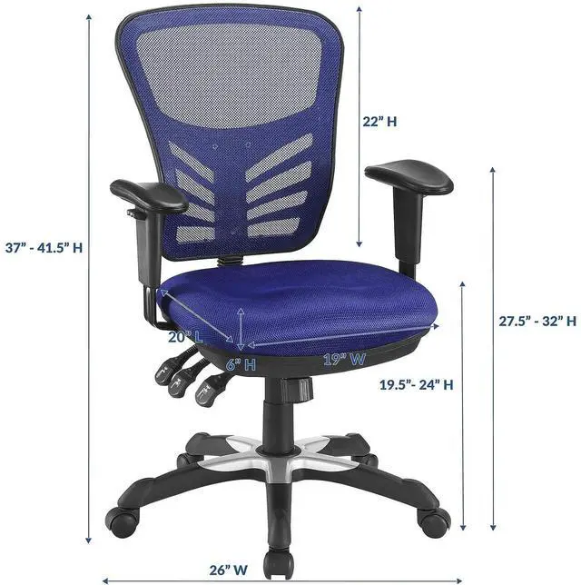 Alt view image 3 of 5 - EEI-757 Articulate Ergonomic Mesh Office Chair in Blue