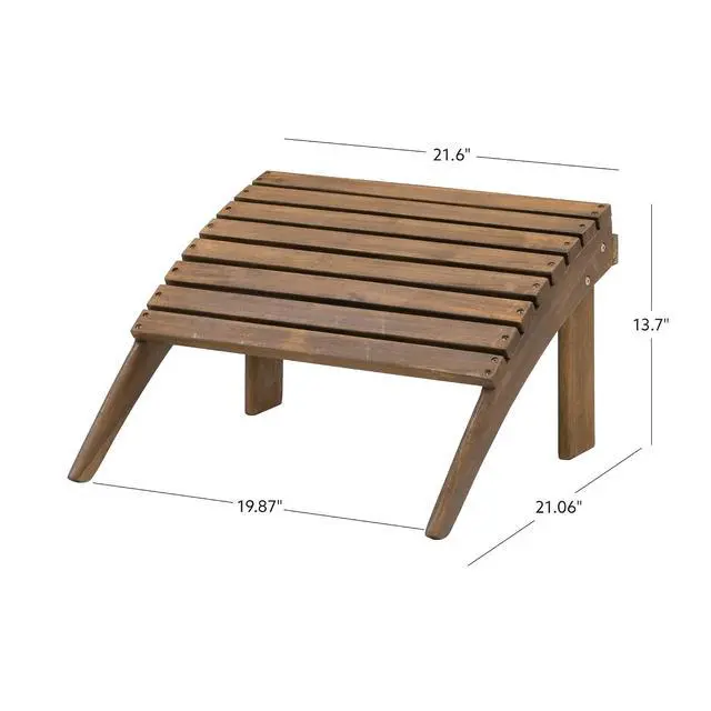 Alt view image 3 of 7 - Home Dcor Linon Adirondack Woodstock Ottoman, Teak Stain, Acorn, 21.6"W x 21.06"D x 13.7"H