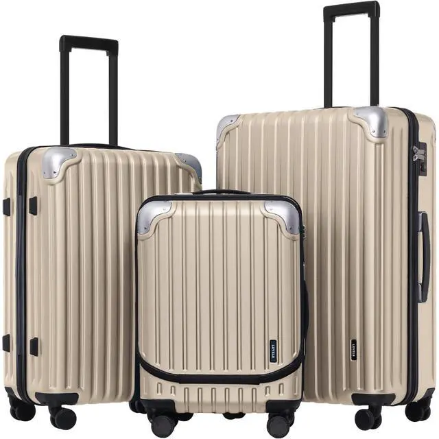 Main image of LEVEL8 Grace Luggage Sets Hardshell Suitcase with Wheels, Sturdy Large Suitcase Tsa Lock 20 Inch Expandable Carry on 24 Inch 28 Inch Checked Luggage, 3-Piece Set (20/24/28), Champagne