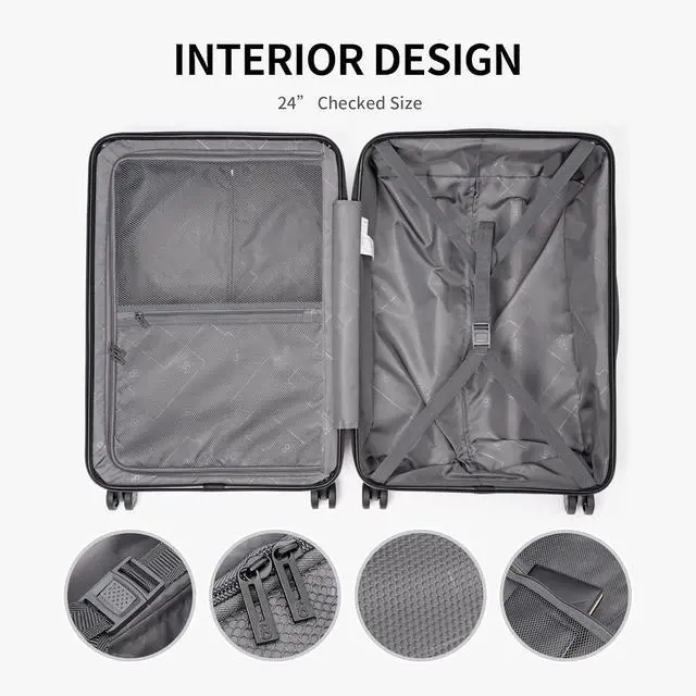 Alt view image 5 of 5 - LEVEL8 Grace Luggage Sets Hardshell Suitcase with Wheels, Sturdy Large Suitcase Tsa Lock 20 Inch Expandable Carry on 24 Inch 28 Inch Checked Luggage, 3-Piece Set (20/24/28), Champagne